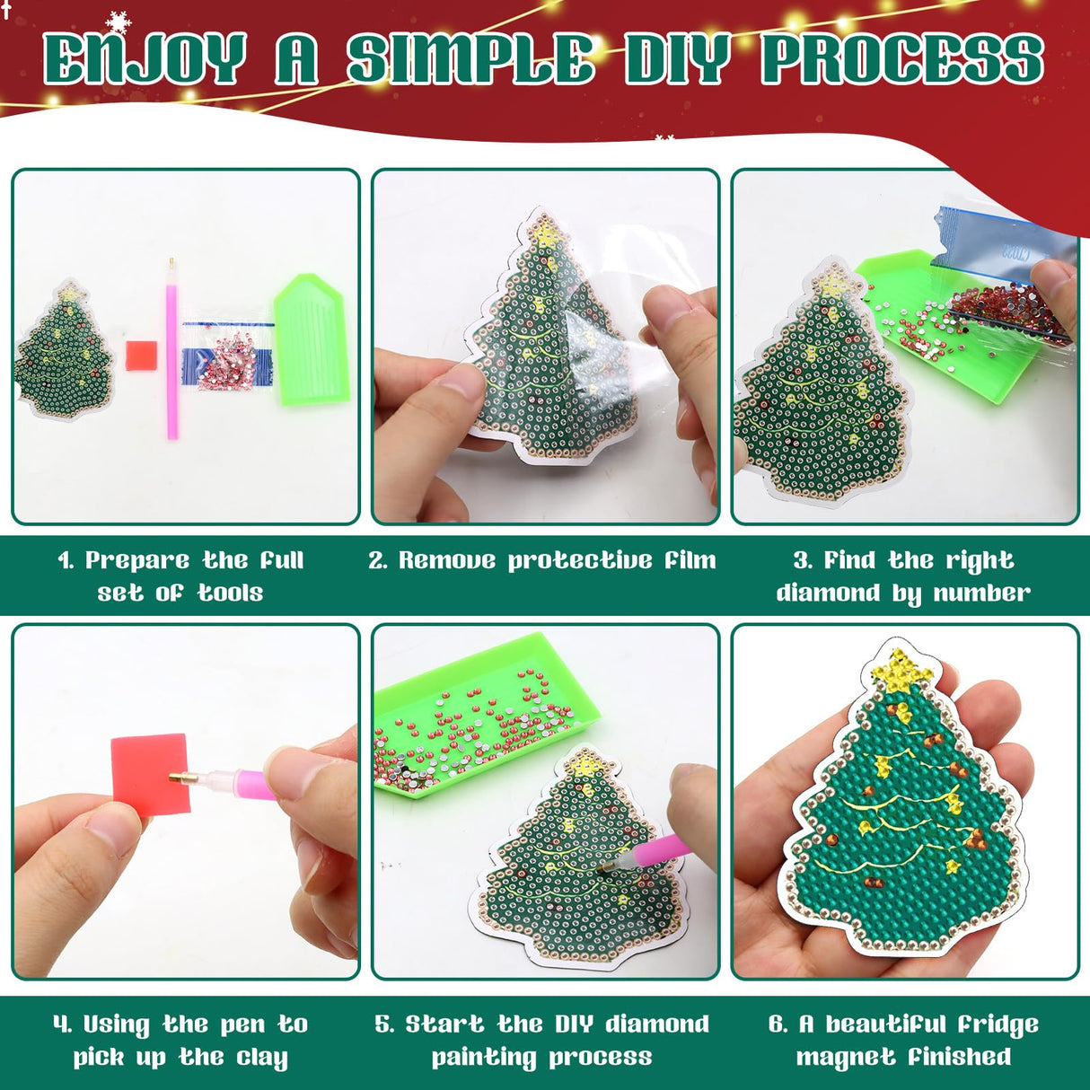 ZYNERY 24 Pcs Diamond Painting Magnets, Diamond Art Magnets, Mini Diamond Painting Kits, Refrigerator Magnets, 5D Diamond Painting Kits for Adults DIY Crafts Home Decor Gift (Christmas Theme) ZYNERY