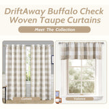 DriftAway Buffalo Plaid Check Curtains Woven Plaid Pattern Lined Blackout Thermal Insulated Window Curtain Grommet 2 Layers 2 Panels 52 Inch by 63 Inch Taupe DriftAway