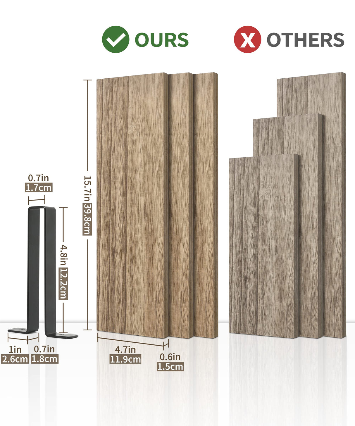 Sapowerntus Wood Floating Shelves Bathroom Wall Mounted, Small Light Rustic Farmhouse Narrow Shelf Storage, Bedroom Living Room Kitchen Office Display Decor with U Metal Brackets Set of 3 Sapowerntus