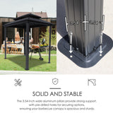 Kozyard 6’ x 8’ BBQ Hardtop Grill Gazebo, Outdoor Barbecue Gazebo with Double Galvanized Metal Roof, Aluminum BBQ Gazebo with 2 Side Shelves for Outdoor Grilling Station (Gray/Hardtop) Kozyard