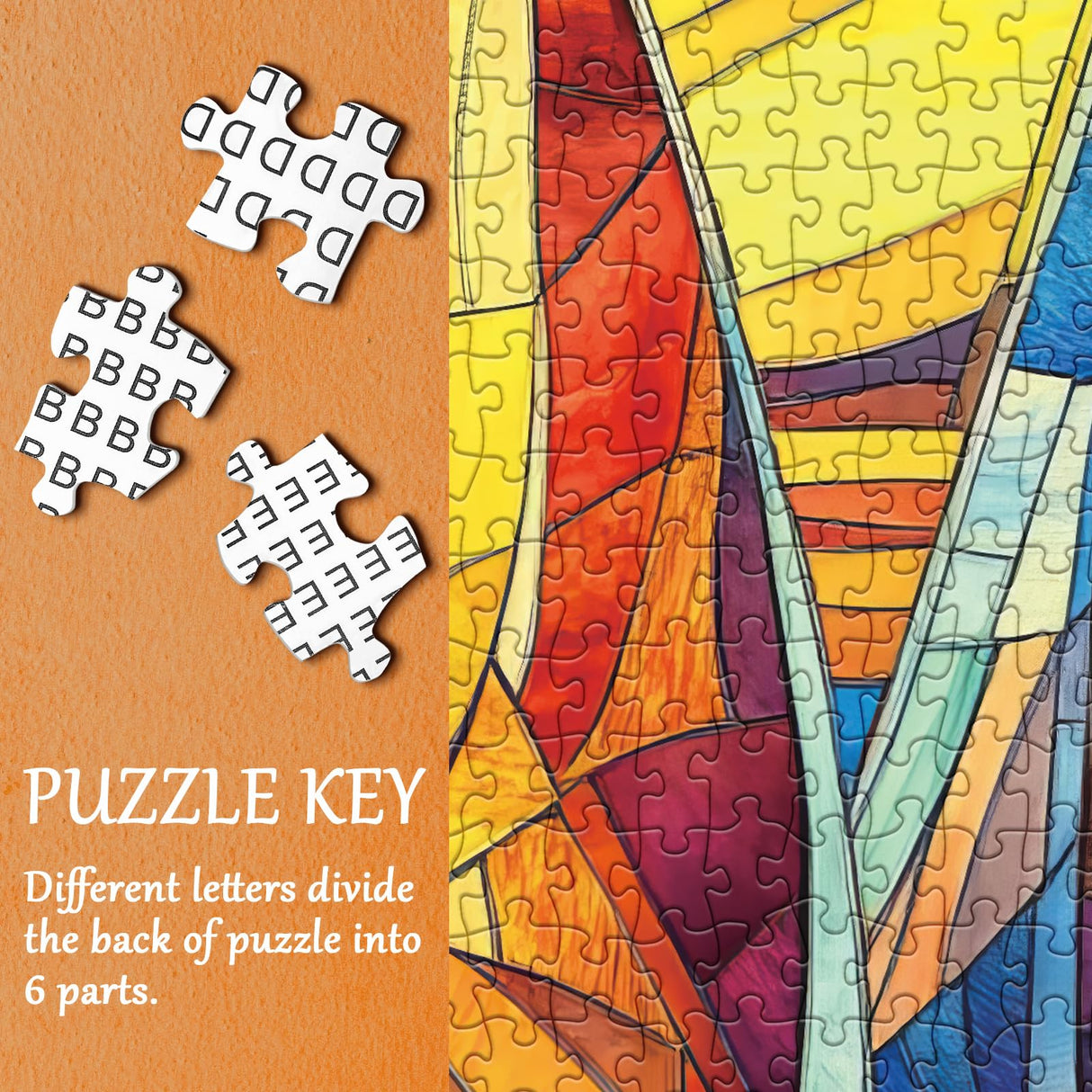 Stained Glass Sailboat Sunset Puzzle for Adults 1000 Pieces, Colorful Landscape Jigsaw Puzzle, Ocean Sea Ship Challenging Puzzle BBOLDIN