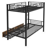 LUKEEHOM Metal Bunk Bed Twin Over Twin Convertible Twin Bunk Beds into 2 Individual Twin Size Bed with 2 Storage Drawers, No Box Spring Needed, Black LUKEEHOM