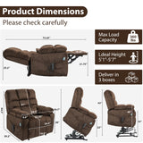 JIKFRIMA Oversized Zero Gravity Power Lift Recliner Chair for Elderly Adults Big Man Electric Lay Flat Recliner Triple Motor with Heat and Massage, Adjustable Seat Height, Arm Storage, Cup Holder JIKFRIMA
