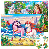 Puzzles for Kids Ages 4-6 – 2 x 60 Pieces Princess Unicorn Jigsaw Puzzles for Toddler Children Learning Educational Puzzles Toys for Girls 4 5 6 7 8 Years Old. VJZVKJ