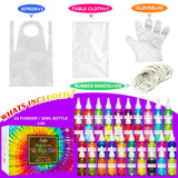 Tie Dye Kit - 40 Colors Permanent Fabric Dye with Rubber Bands, Gloves, Table Cover, Apron for Kids and Adults Tie-Dye Art - All-in-1 Textile Paint Dye for DIY Shirt, Hoodie Clothing Painting Limino