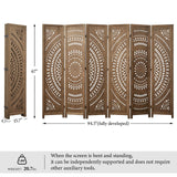 Svimi Room Divider Wood Carved Wall Divider Indoor Folding Bohemian Style Portable Partition Screen for Home Office Garden Terrace - 6 Panels (Brown) Svimi