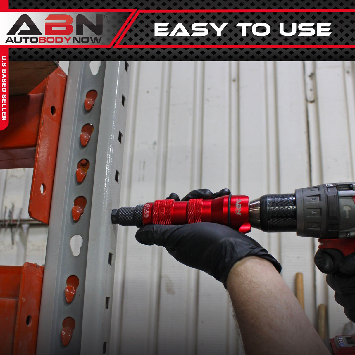 ABN Pneumatic Rivet Gun Drill Adapter - 1/4in Rivet Nut Tool Attachment with 8 Nosepieces for Cordless or Corded Drills ABN