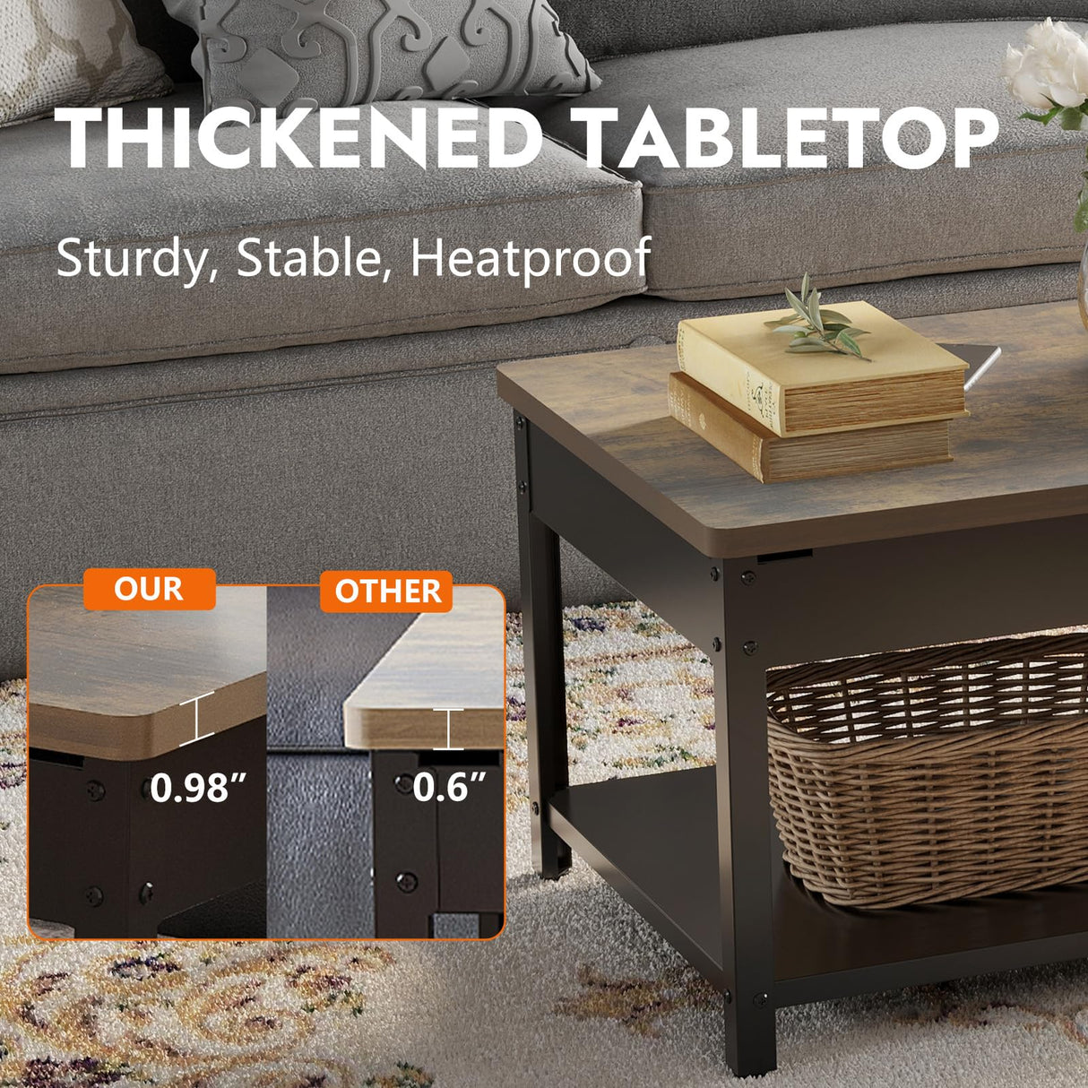 Hidden Gun Storage Safe for Rifles and Pistols, Biometric Fingerprint Gun Safe for Jewelry Money and Ammo, Use as Coffee Table (Honey Brown) Xyvaly