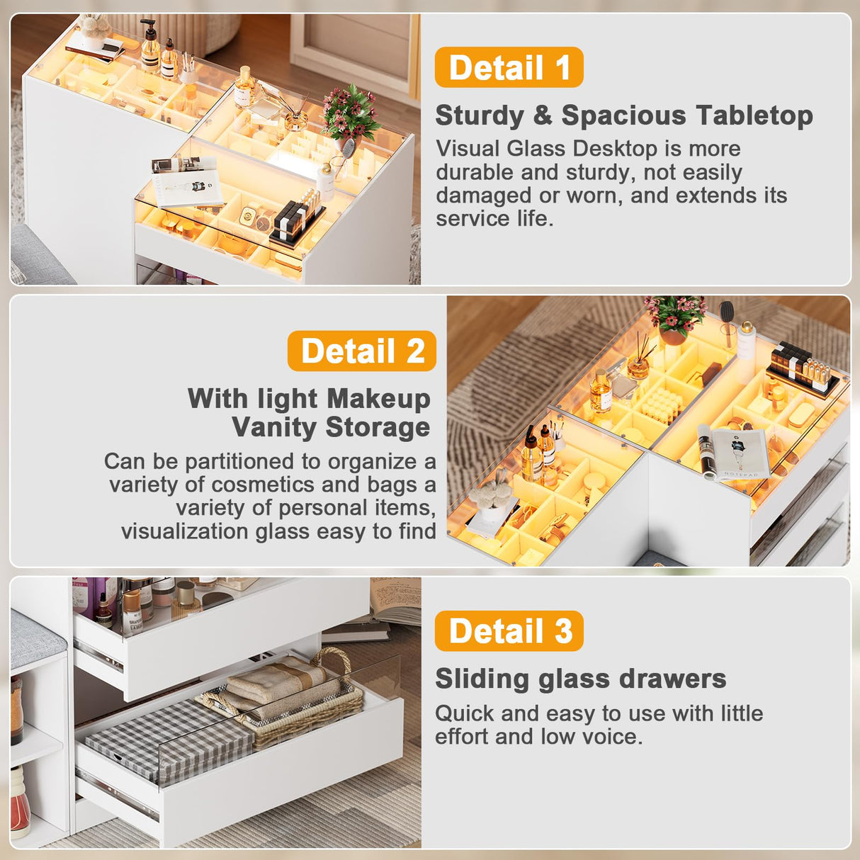 PakaLife Armoire Wardrobe Closet Island with 9 Drawers,Led Lights,Glass Tabletop,Bedroom Island with Jewelry Organizer,Storage Bench with Cushion,Island Dresser with Display Shelf for Fitting Room PakaLife