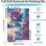 ARPADAMO Rose Diamond Art Kits for Adults,5D Flowers Diamond Painting DIY Diamond Art Diamond Painting Kits for Adult,Round Full Drill Diamonds, Diamond Art Kits for Home Decor-12x16inch ARPADAMO