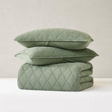 palassio Olive Green King Size Quilt Set, Muslin Cotton Shell Down-Alt Poly Filling, Soft Shabby Chic Rustic Farmhouse Country Bedspread, Textured Gauze Coverlet, Lightweight Bedding, 2 Shams palassio