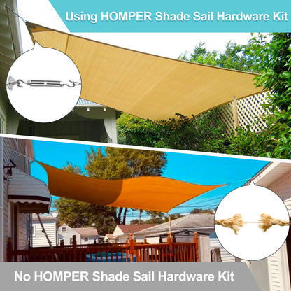 HOMPER Awning Attachment Set, Heavy Duty Sun Shade Sail Stainless Steel Hardware Kit for Garden Triangle and Square, Rectangle, Sun Shade Sail Fixing Accessories - WoodArtSupply