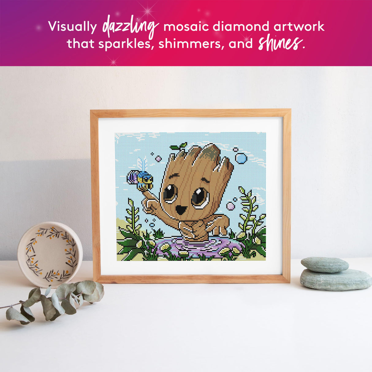 DIAMOND ART CLUB Bathtime and Bee Marvel Diamond Painting Kit, Fun DIY Crafts for Adults and All Ages, Round Diamond Art Canvas for Beginners, 15" x 13" (38.1 x 32.8 cm) DIAMOND ART CLUB