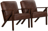 Yaheetech Accent Chair, Armchair with Strong Wood Frame, PU Leather Modern Retro Lounge Chair for Living Room/Lounge/Office/Reception Area, 2 Pieces, Dark Brown Yaheetech