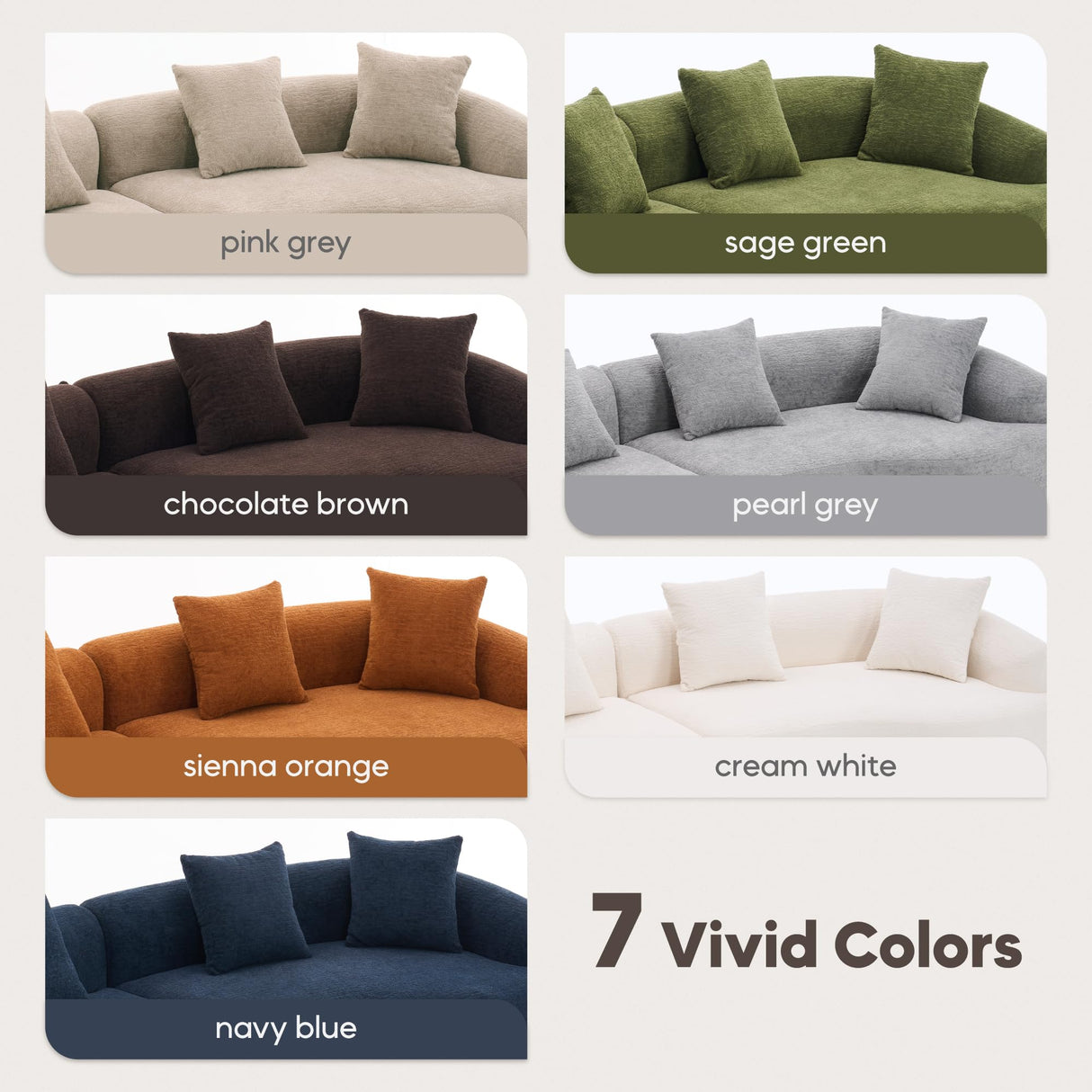 Yoglad 110‘’ Sectional Curved Sofa, Modern Cloud 4-Seater Floor Couch, Minimalist Compression Sofa for Living Room Apartment Studio Office, No Assembly Needed(Chenille, Beige White) Yoglad