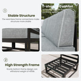 LayinSun Large Aluminum Patio Furniture Set with Fire Pit Table, 11 Pieces Modern Outdoor Conversation Set Sectional Metal Sofa Set with Olefin Cushion LayinSun