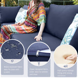 BULEXYARD 13 Piece High Back Outdoor Furniture Sets with Fire Pit, Luxury Patio Sectional Couch Sofa 12-Seater Modular, Comfortable Extra Large Wide Deep Backyard Seating Conversation Set, Grey & Blue BULEXYARD