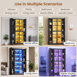 SEDETA 71" Display Cabinet with Acrylic Glass Doors, 6 Tier Display Cases for Collectibles, Curio Cabinet with LED Lights, Tall Bookcase with Adjustable Shelves, Black SEDETA