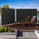 DWVO 236''X 71'' Double Side Awning Retractable Side Awning Folding Privacy Screen Privacy Fence Waterproof UV-Resistant Privacy Awning Outdoor for Garden, Deck, Patio, Pools, Balcony, Black DWVO