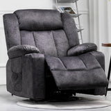 COMHOMA Recliner Chair,360° Swivel Rocker Glider Recliners with Cup Holders, Upholstered Fabric Rocking Chair for Adults,Manual Reclining Single Sofa for Living Room,Gray COMHOMA