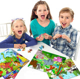 Puzzles for Kids Ages 4-8, 6 Pack Wooden Jigsaw Puzzles 60 Pieces Preschool Educational Learning Toys Set for Boys and Girls Runlycan