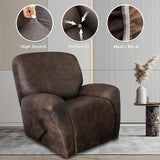 ANARACHON Leather Like Recliner Chair Covers Heavy Duty, 4 Pieces Lazy Boy Recliner Cover for Recliner Chair, Leather Cover for Recliner slipcovers Washable for Pets (Dark Brown) ANARACHON