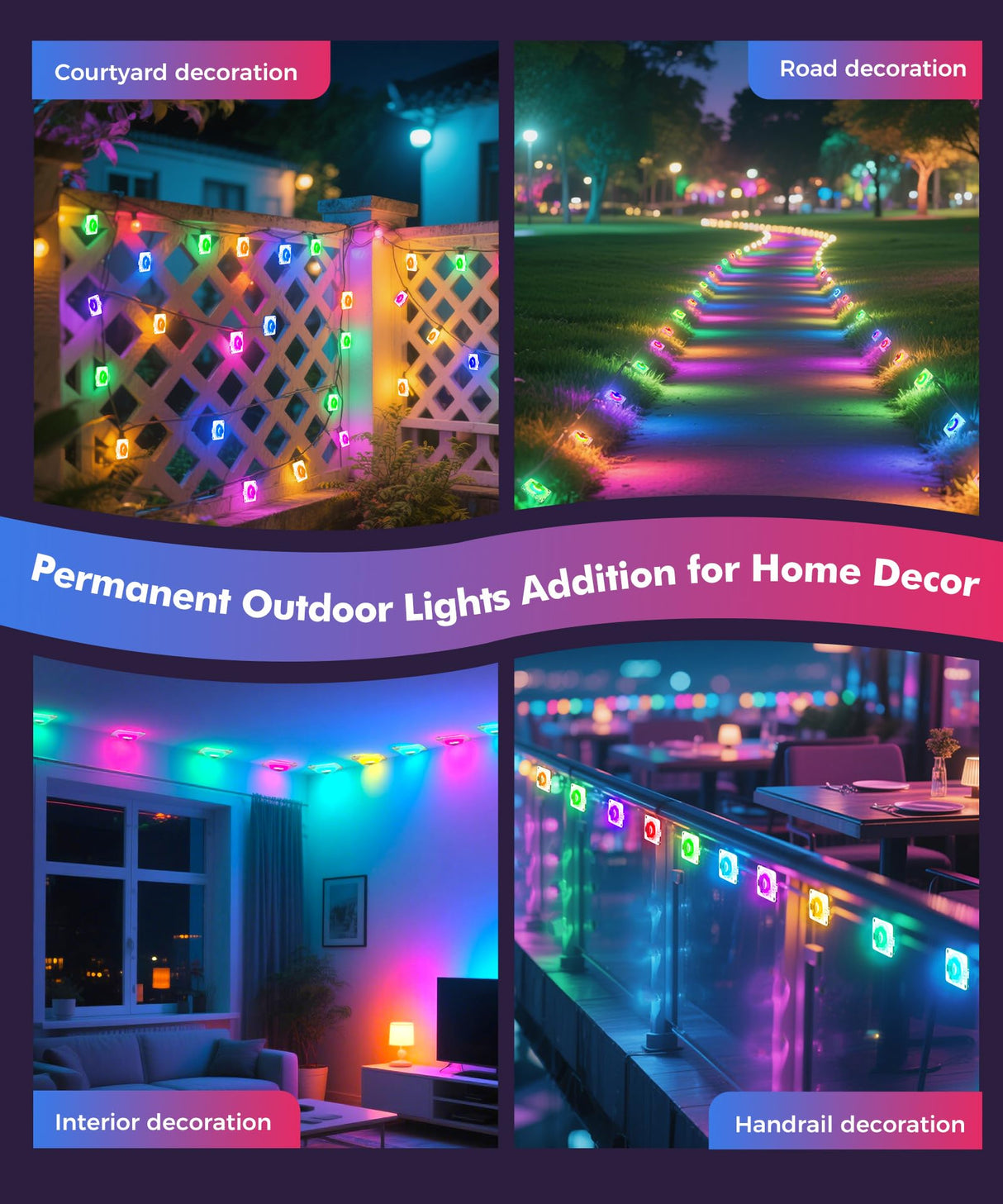 POOFZY Permanent Outdoor Lights for House, 200ft RGB+IC Smart Outdoor Decor, 50 Scene Modes, App/Remote Control, IP68 Waterproof, for Christmas, Holiday, Daily & Pool Party Decor, House Roof Lighting POOFZY