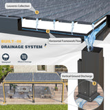 MELLCOM 10x20FT Louvered Pergola with 6 Pull-Down Screens, Aluminum Pergola with Adjustable Rainproof, Dark Gray MELLCOM