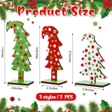Meooeck 3 Pcs Green Tabletop Christmas Tree Christmas Tabletop Decor Bendable Wood Christmas Tree Decor Standing Wooden Trees with Rectangular Base for Home Office Meooeck
