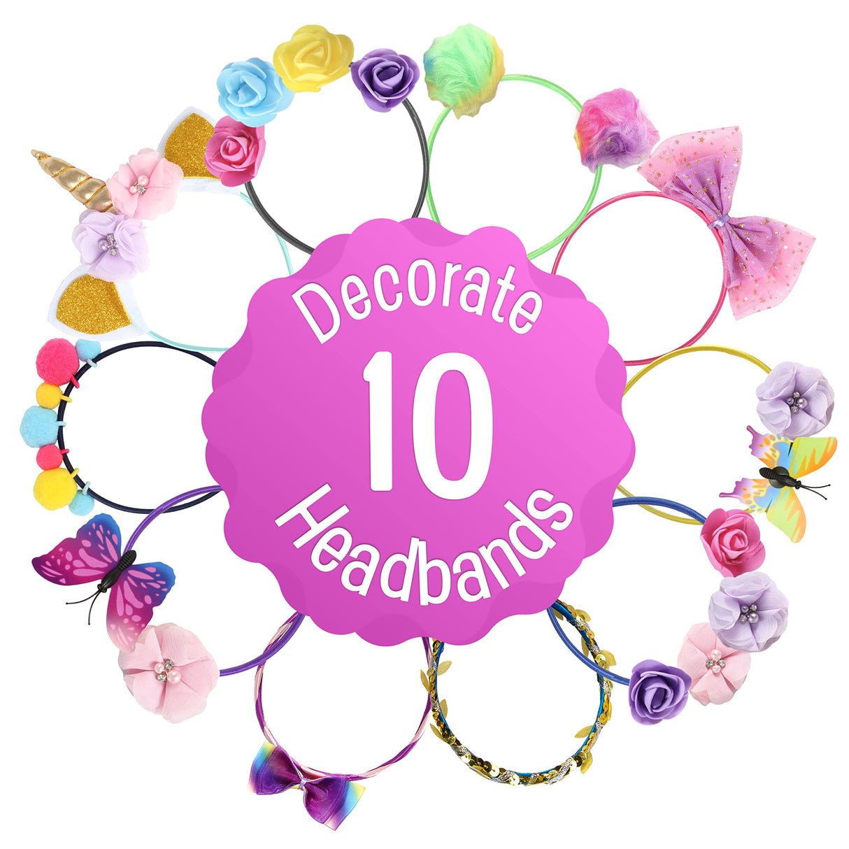 B Me Headband Making Kit - DIY 16 Unique Girls Hair Accessories with 60+ Craft Supplies - Arts & Crafts Gifts for Ages 5-12 Creative Kids