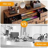 Takywep 10 Drawer Dresser for Bedroom with Wooden Top, Rustic Brown Tv Stand Dresser with Power Outlet for 55", Bedroom Dressers with Drawers, Fabric Drawer Dresser for Bedroom, Big Storage… Takywep