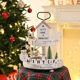 FESTGLOX 14Pcs Winter Christmas Tiered Tray Decor, Snowman Wood Signs Set for Tiered Tray, Small Rustic Winter Snowman Signs and Christmas Tree for Home Table Decoration (Tray Not Included) FESTGLOX