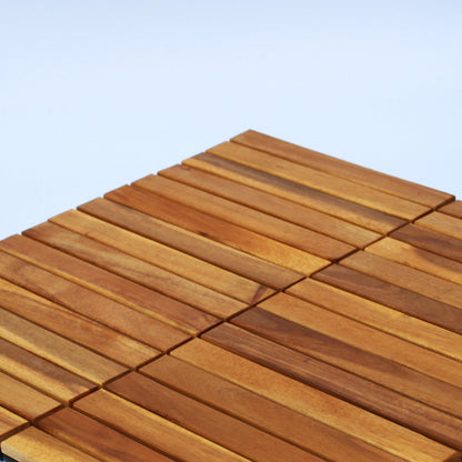 10 Pcs Interlocking Deck Tiles 12"x12", Waterproof Patio Floor Tiles, Easy Snap All Weather Acacia Wood Tiles, Balcony Flooring, Backyard Flooring, Indoor Outdoor Solid Wood Tiles (Natural)