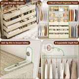 Aheaplus Closet System Set of 2, 4-9Ft Wood Closet Organizer with Drawers & Shelves, Closet Organizer System with 8 Hanging Rods, Walk-in Closets Organizer Wardrobe Closet Rack, White Oak Aheaplus