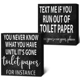 2 Pieces Funny Farmhouse Bathroom Signs Decor Classic Wooden Box Sign Rustic Toilet Paper Sign Guest Restroom Wooden Wall Art for Home Bathroom Toilet Decoration, 6 x 6 Inch (Vivid Style) Jetec