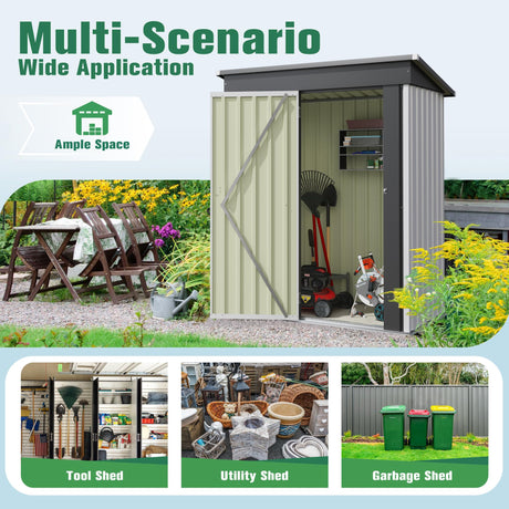 Flamaker Storage Shed Waterproof Metal Garden Shed with Lockable Door Utility Tool Shed Outdoor Storage for Backyard, Patio and Lawn (5 x 3 FT, White) Flamaker