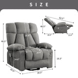 jonpony Power Lift Recliner Chair for Elderly, Lift Chair with Massage and Heat for Living Room, Fabric Electric Recliner Chairs with Side Pockets, USB Charge Port,Grey jonpony