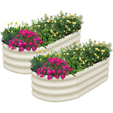 SnugNiture Galvanized Raised Garden Bed Outdoor, 2 Pcs 4x2x1ft Oval Metal Planter Box for Planting Plants Vegetables, White SnugNiture