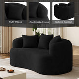 68.5" Loveseat Sofa for Living Room, Modern Luxury Plush Chenille Extra Deep Seat Curved Cloud Floor Couch with 3 Throw Pillows for Small Spaces, No Assembly Needed, Black DAMAIFROM