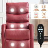 Manual Swivel Rocker Recliner Chair with Massage, Overstuffed Recliner Glider with Vibration Massage and Heat for Nursery, Living Room Reclining Sofa Chair, PU Leather Red Luxlen