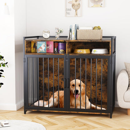 aboxoo Dogs Crate 32" Inches Furniture-Style Cages,Large Dog Kennels Indoor Use for Dogs,Heavy Duty Super Sturdy Dog Kennels with Storage and Anti-Chew(Rustic Brown)