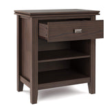 SIMPLIHOME Artisan 24 inches Wide Night Stand, Bedside table, Warm Walnut Brown SOLID WOOD, Rectangle, with Storage, 1 Drawer and 2 Shelves, For the Bedroom, Contemporary Modern SIMPLIHOME