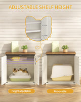 Hzuaneri Cat Litter Box Enclosure Enclosed, Hidden Litter Box Furniture Cabinet Large, Wooden Indoor Cat House with Adjustable Shelf for Top Entry Litter Box, Farmhouse Rustic Brown and White CB85414X Hzuaneri