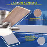 CHESUR Flush Mount Ceiling Fans with Lights Remote/APP Control, Modern Ceiling Fan Light with Timer Setting and Silent Motor, Low Porfile Reversible Fan Light for Indoor/Outdoor Use CHESUR