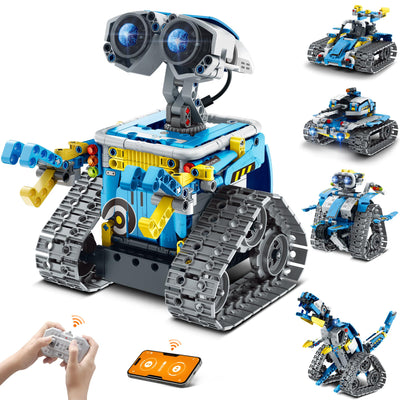 Mibido Robot Building Kit with Remote Control STEM Gifts for Kids Boys Ages 8-14, Technic Coding Robotic Toys for Teen‘s Birthday, Build 5in1 Models with 488 Pieces