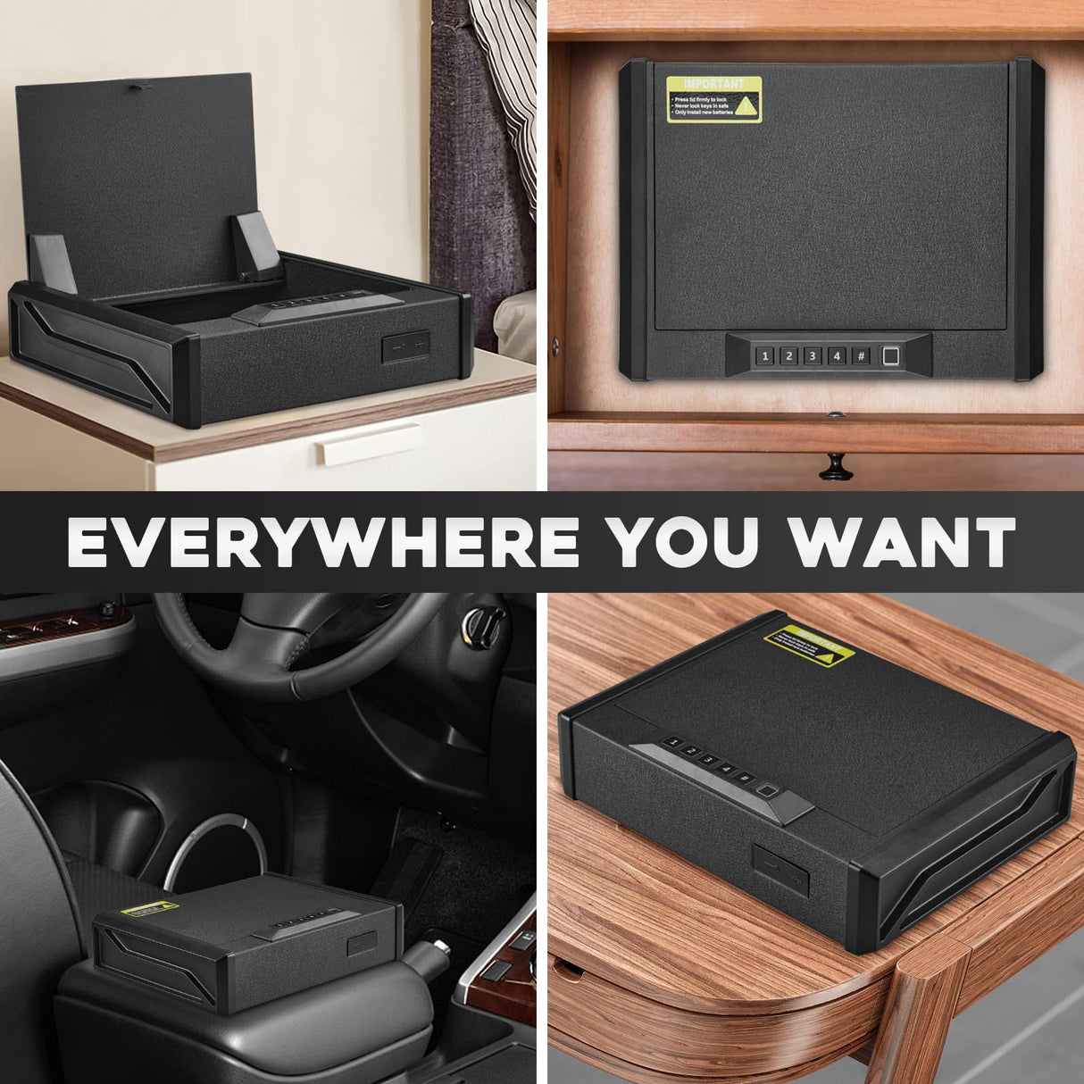 Garvee Gun Safe, Biometric Gun Safe for, Gun Safe, Handgun Safe 3 Ways Quick Access Fingerprint Gun Safe, Sturdy Safe, Gun Lock Safe Box with USB-C Port for Home, Bedside, Desk, Car Garvee