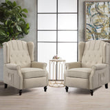 SENIFIS Pushback Recliner Chair, Linen Elizabeth Tufted Armchair Accent Chair with Massage &Heat, Mid Century Modern Wingback Single Sofa Chairs for Living Room, Small Space, Home Theater (White) SENIFIS