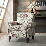 HULALA HOME Modern Wingback Accent Chair with Wood Legs & Removable Cushion, Comfy Upholstered Armchair with Nailhead Trim, Floral Pattern Sofa Chair for Bedroom Living Room, Floral HULALA HOME