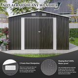 YOPTO 10x14 FT Outdoor Storage Shed, Extra Large Metal Garden Shed with Waterproof Roof, 4 Vents and 3 Lockable Doors,All-Weather Tool Shed Storage House for Backyard, Patio, Lawn,Dark Grey YOPTO