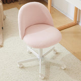 VINGLI Candy Chair Armless Cute Desk Chair,Comfy Small Office Chair with Wheels,Vanity Chair with Lumbar Support,Teddy Adjustable Rolling Swivel Computer Task Chair for Home Office,Bedroom,Gentle Pink VINGLI